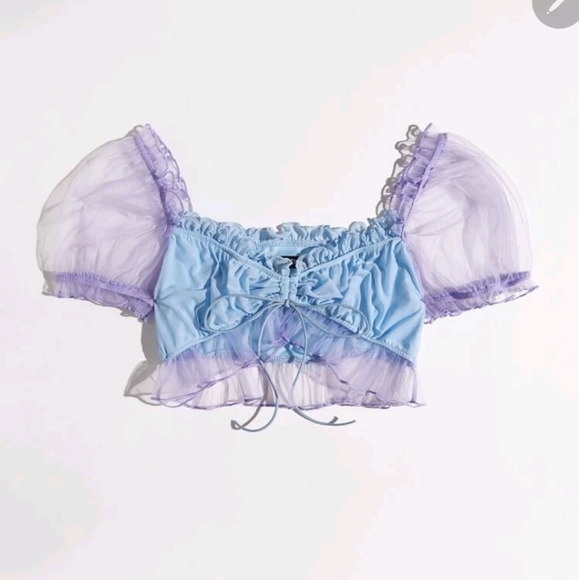 Mesh sleeve crop top - Picture 3 of 13